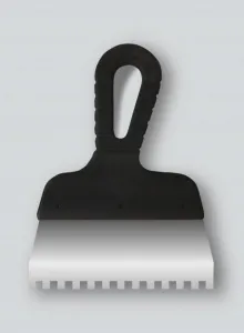 Шпатель с черной ручкой нерж.сталь 200мм, зуб 6*6мм