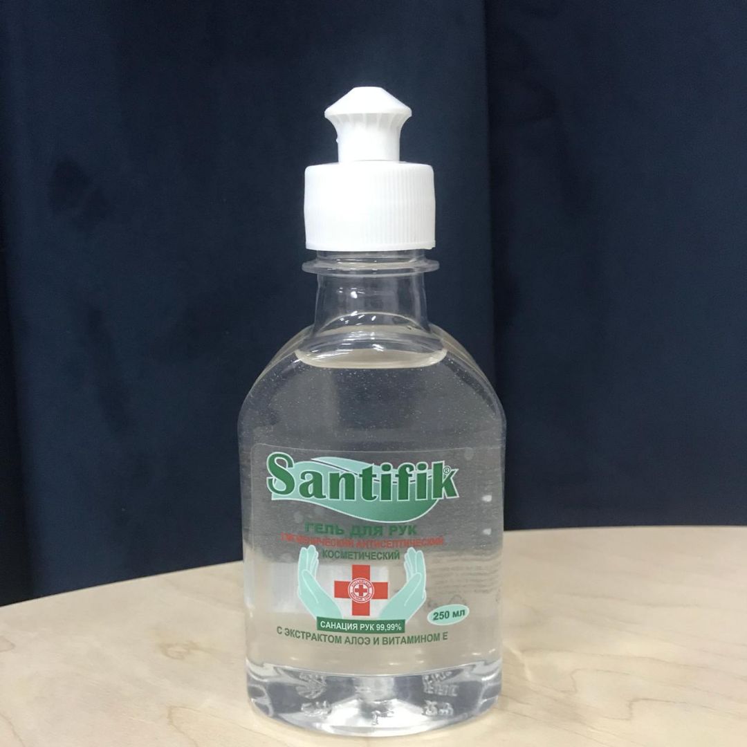 Santifik - гигиенический антисептический гель для рук с экстрактом алоэ и витамином Е